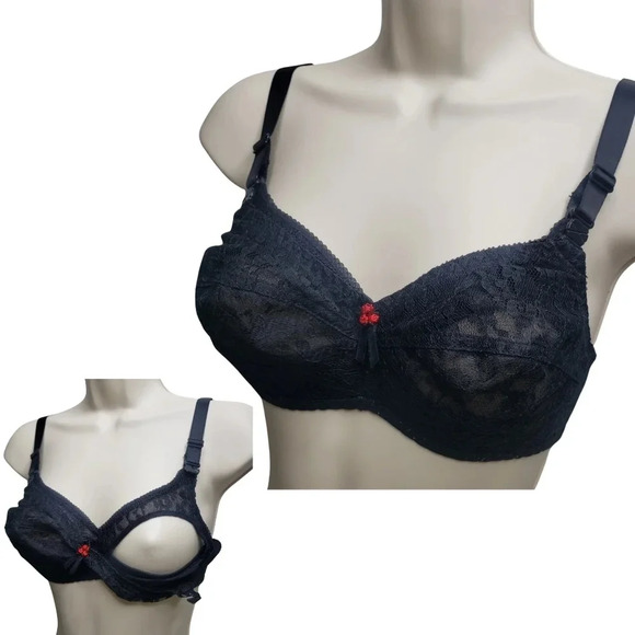 Jeunique 28D Black Lace No Wire Bra NWOT  Style J32 - Picture 1 of 8